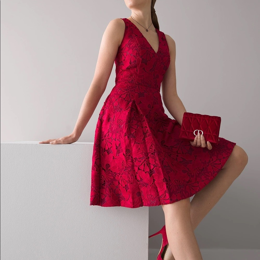 White House Black Market- red lace fit & flare